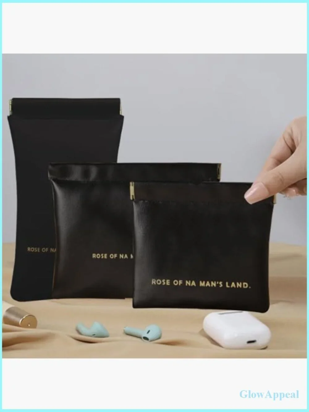 3-Piece Waterproof PU Leather Cosmetic Case Set, No-Zipper Lipstick Bag Travel